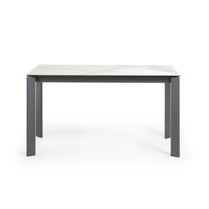 Kave Home Axis eettafel uitschuifbaar 140/180x90 cm Wit/Grijs