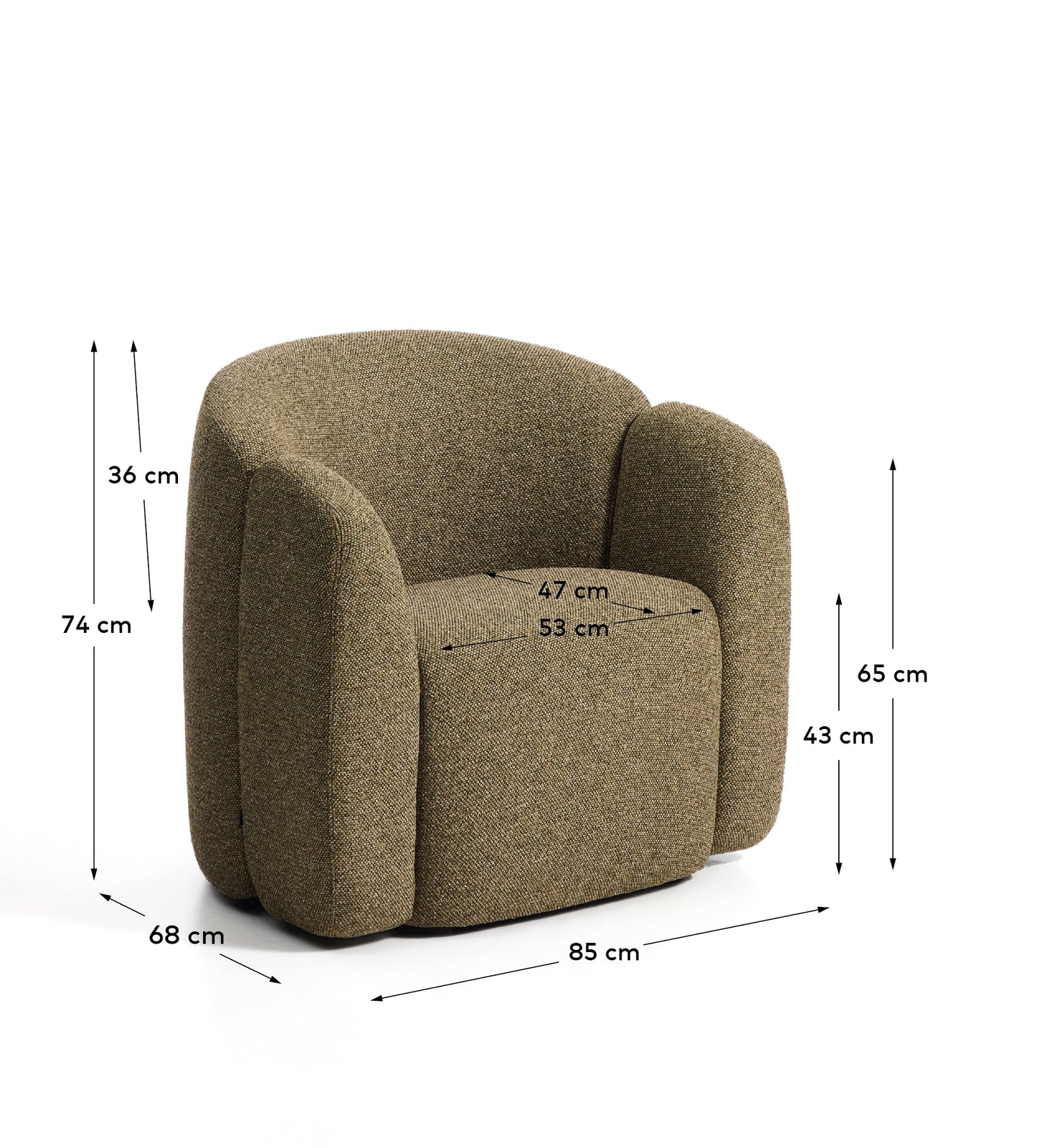 Kave Home Corvena fauteuil 85 cm chenille Green