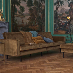 WOOOD Rodeo hocker velvet Honinggeel
