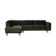 WOOOD Statement hoekbank links Velvet Warm Groen