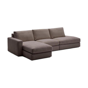 Kave Home Alea 5-zitsbank met chaise longue links Donkerbruin