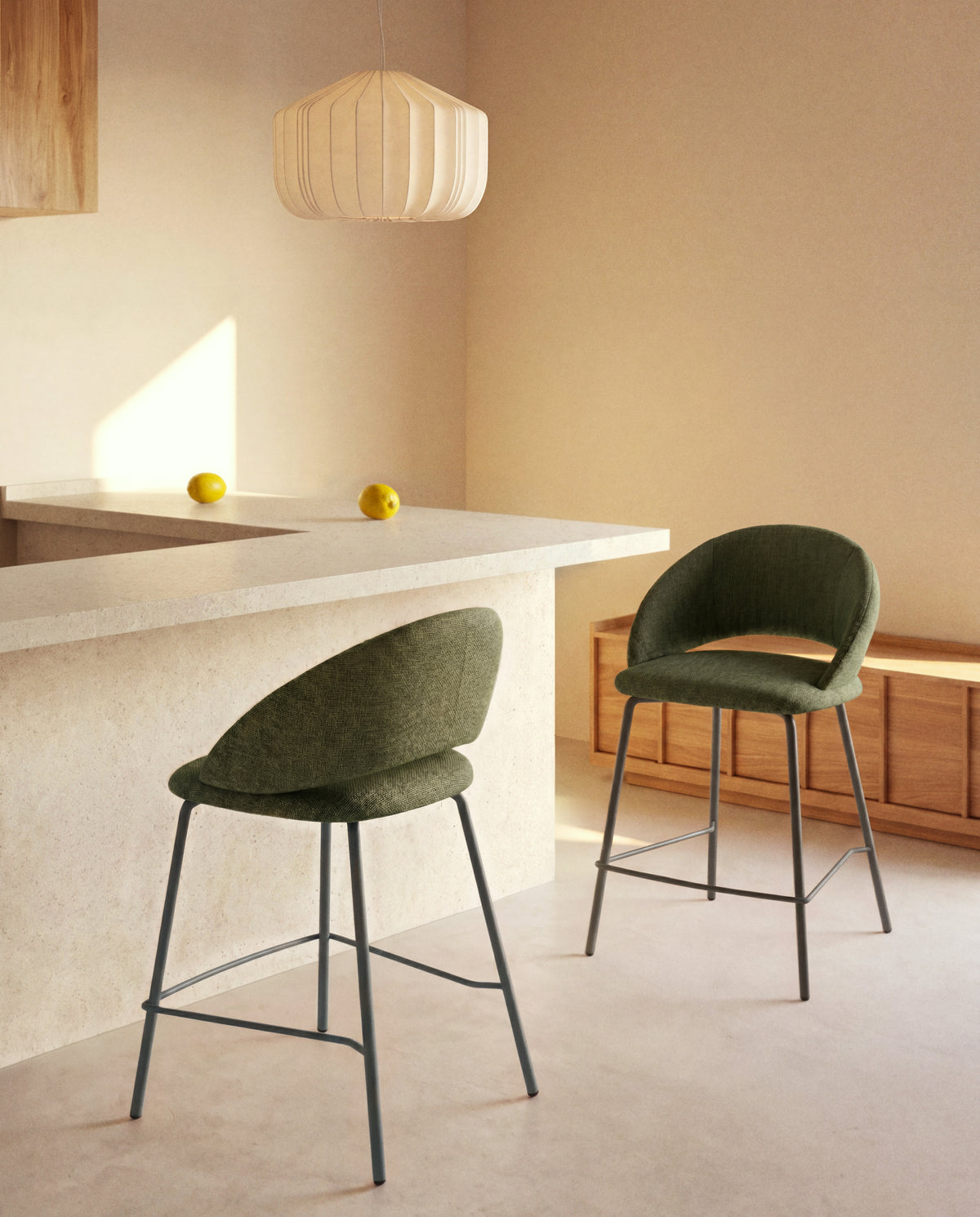 Kave Home Bonali barkruk H65 chenille Green