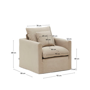 Kave Home Nora fauteuil 92x90 cm Taupe