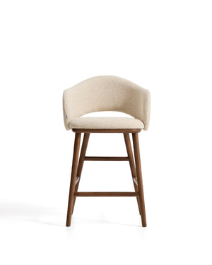 Kave Home Maina barkruk H65 dik chenille Beige walnoot
