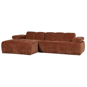 WOOOD Mojo chaise longue bank links ribstof Roestbruin