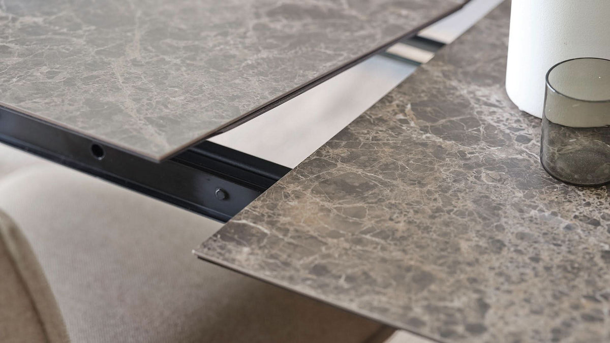 Mobitec Terra T0500 eettafel rechthoek 240x100 cm keramiek Nero poot eiken naturel