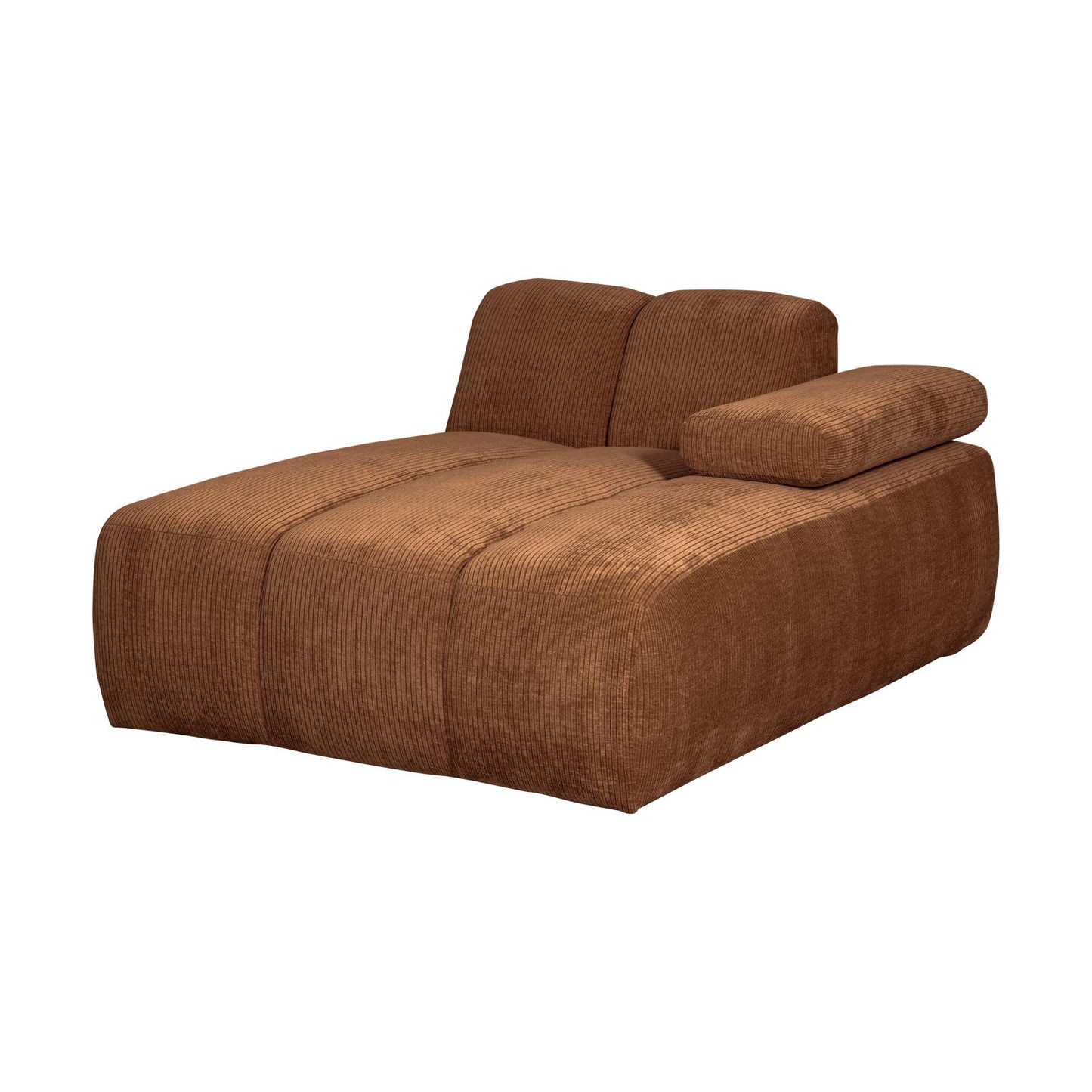 WOOOD Mojo chaise longue bank arm rechts ribstof Roestbruin