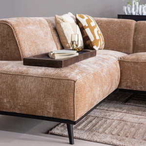 WOOOD Statement hoekbank links Chenille Velvet Perzikroze