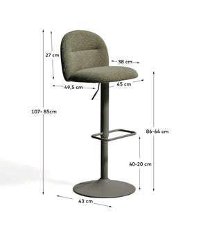 Kave Home Arino barkruk H86 chenille Green