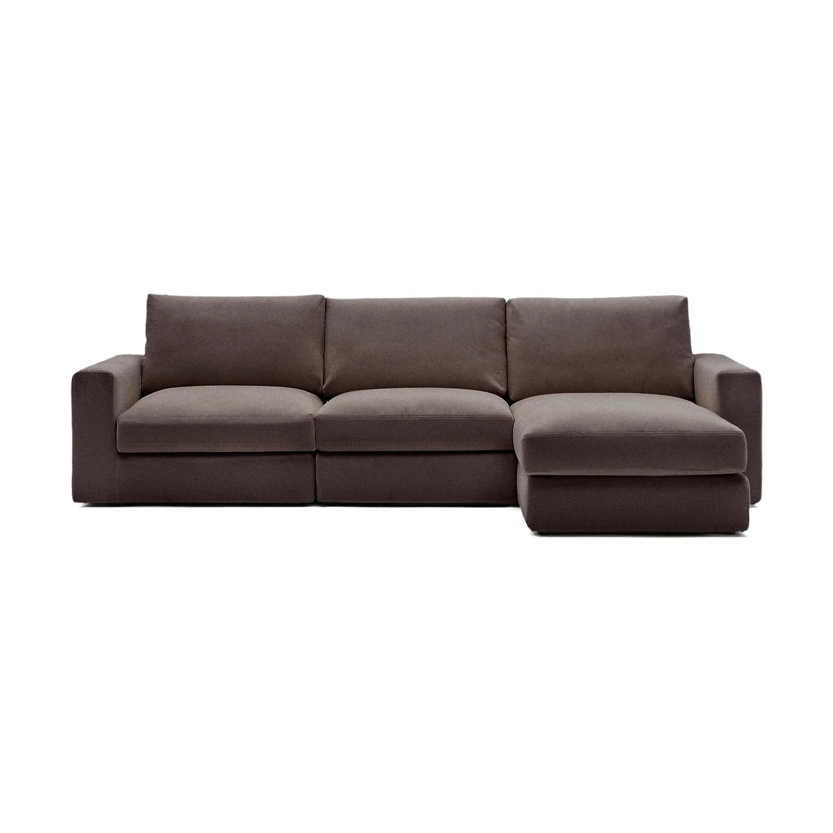 Kave Home Alea 4-zitsbank met chaise longue rechts Donkerbruin