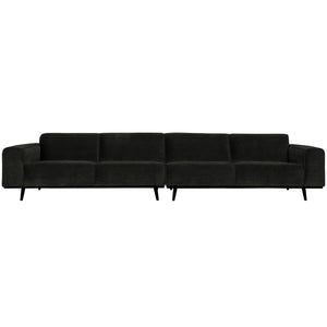 WOOOD Statement XL 4-zits bank 372 cm Ribstof Grafiet