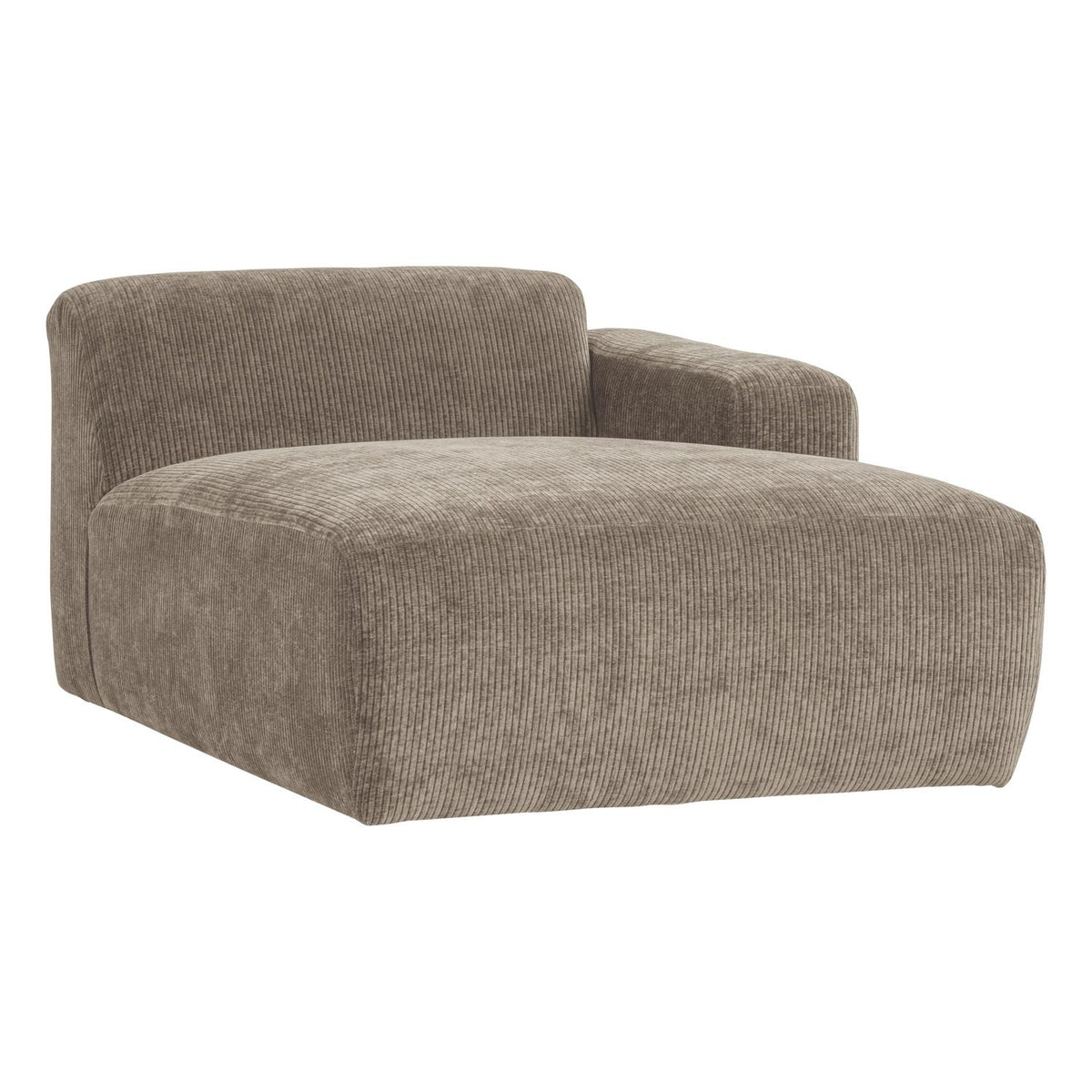 WOOOD Mojo Base chaise longue bank arm rechts rib Donkerzand