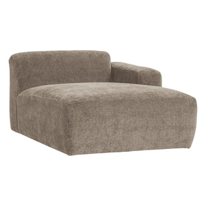 WOOOD Mojo Base chaise longue bank arm rechts rib Donkerzand