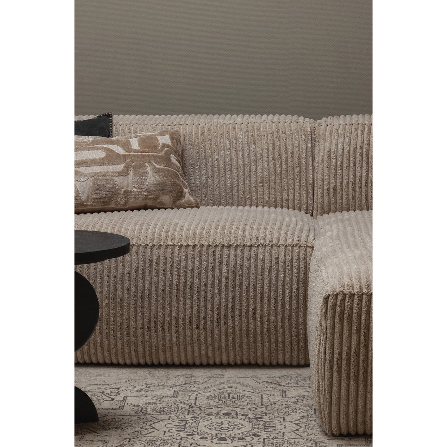 WOOOD Bean chaise longue bank rechts Ribstof Travertin