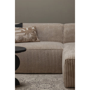 WOOOD Bean chaise longue bank rechts Ribstof Travertin