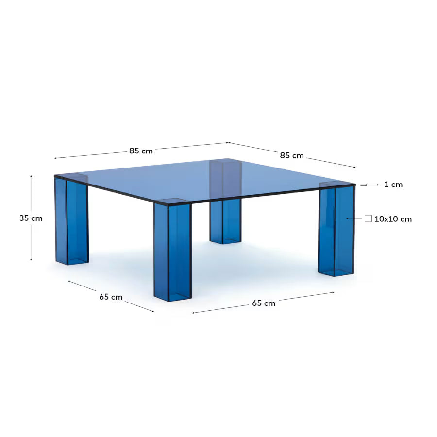 Kave Home Adularia bijzettafel 85x85 cm Blauw