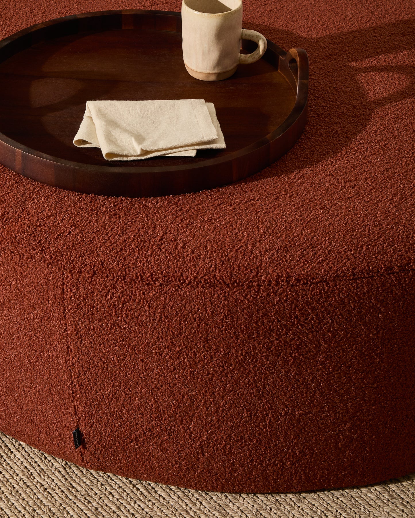 Kave Home Kaeli poef Ø90 cm bouclé Terracotta