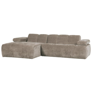 WOOOD Mojo chaise longue bank links ribstof Donkerzand