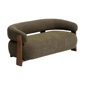 Kave Home Granite 2-zitsbank chenille Groen/walnoot