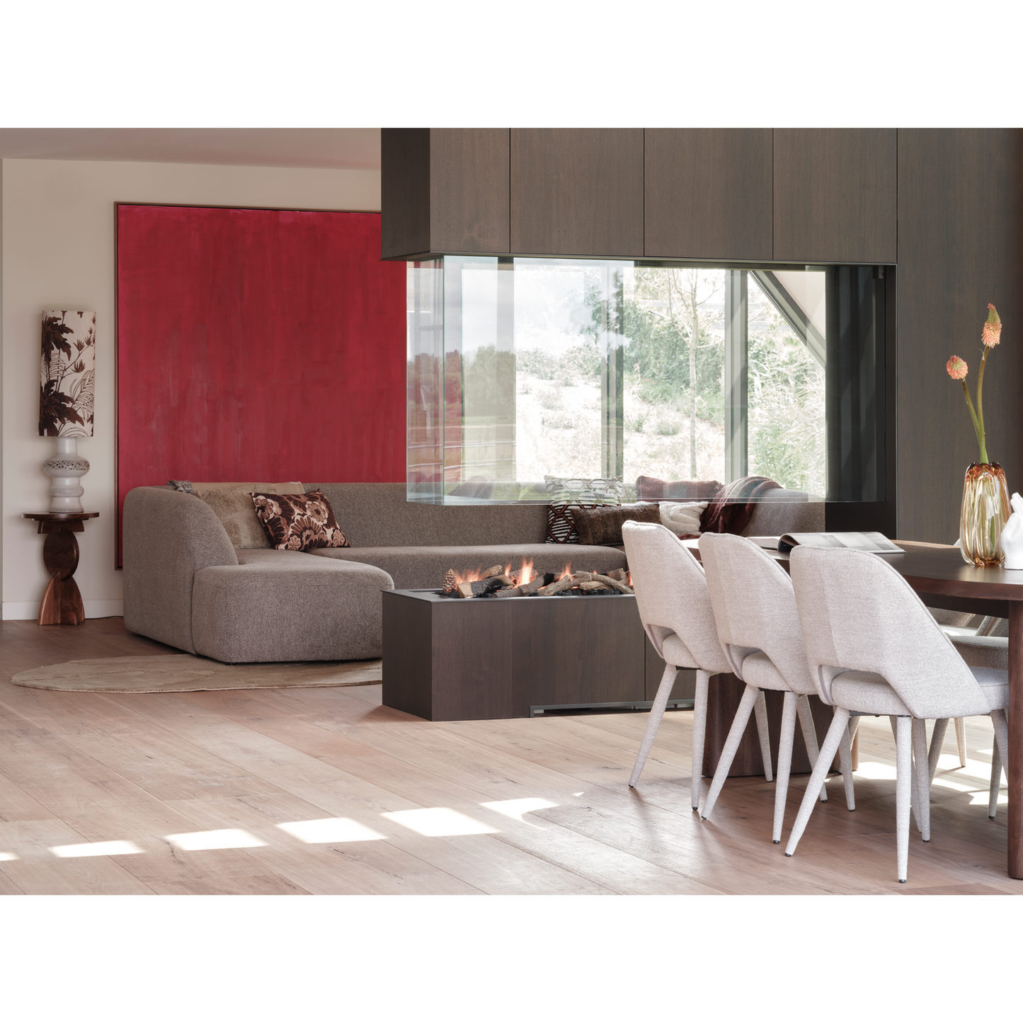 WOOOD Sloping U-vorm bank Grijs Melange