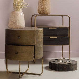 WOOOD Glossy nachtkastje Antique Brass