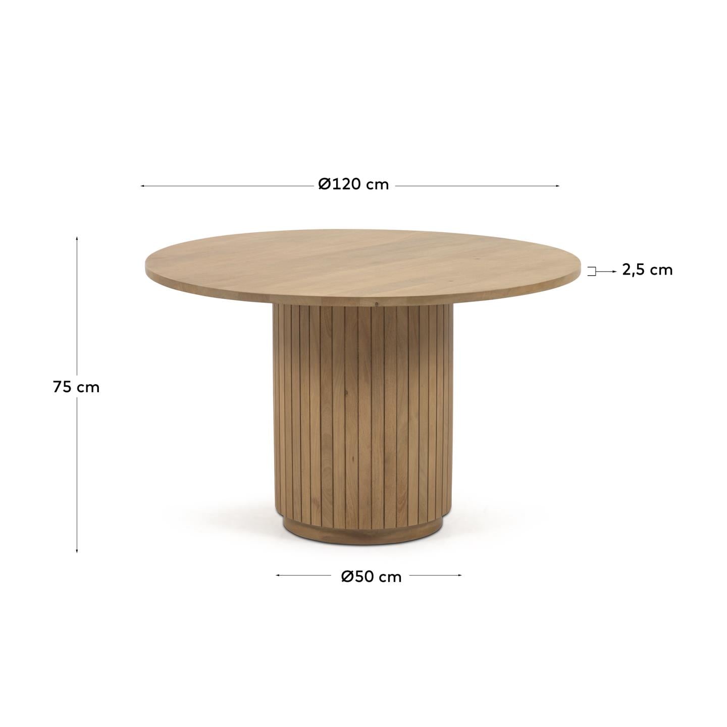 Kave Home Licia eettafel Ø120 cm Naturel