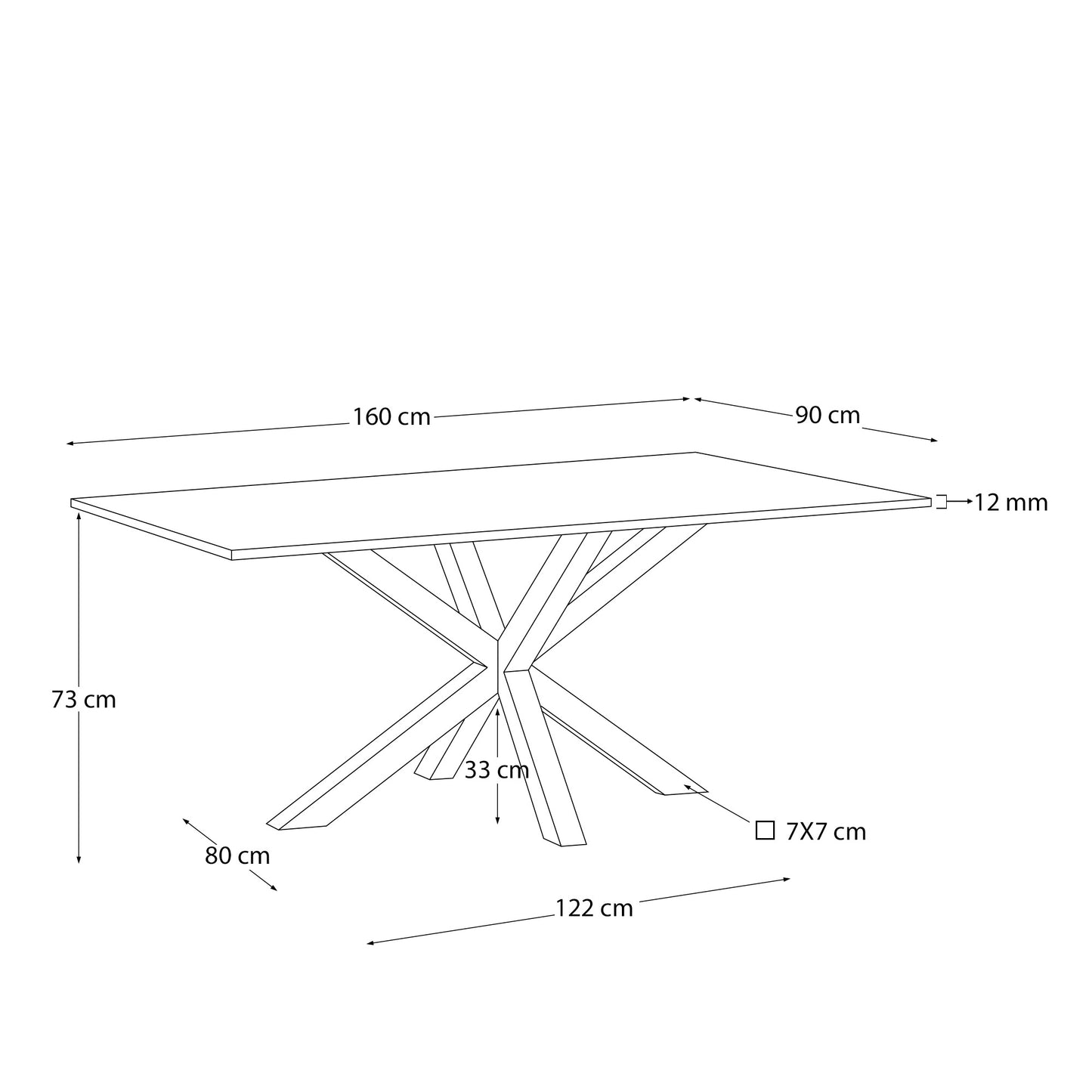 Kave Home Argo eettafel rechthoek 160x90 cm Clear/Black
