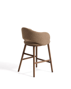 Kave Home Maina barkruk H65 dik chenille Bruin walnoot