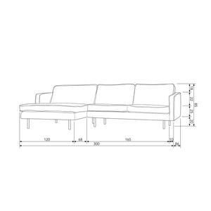 WOOOD Rodeo bank chaise longue links velvet Pistache