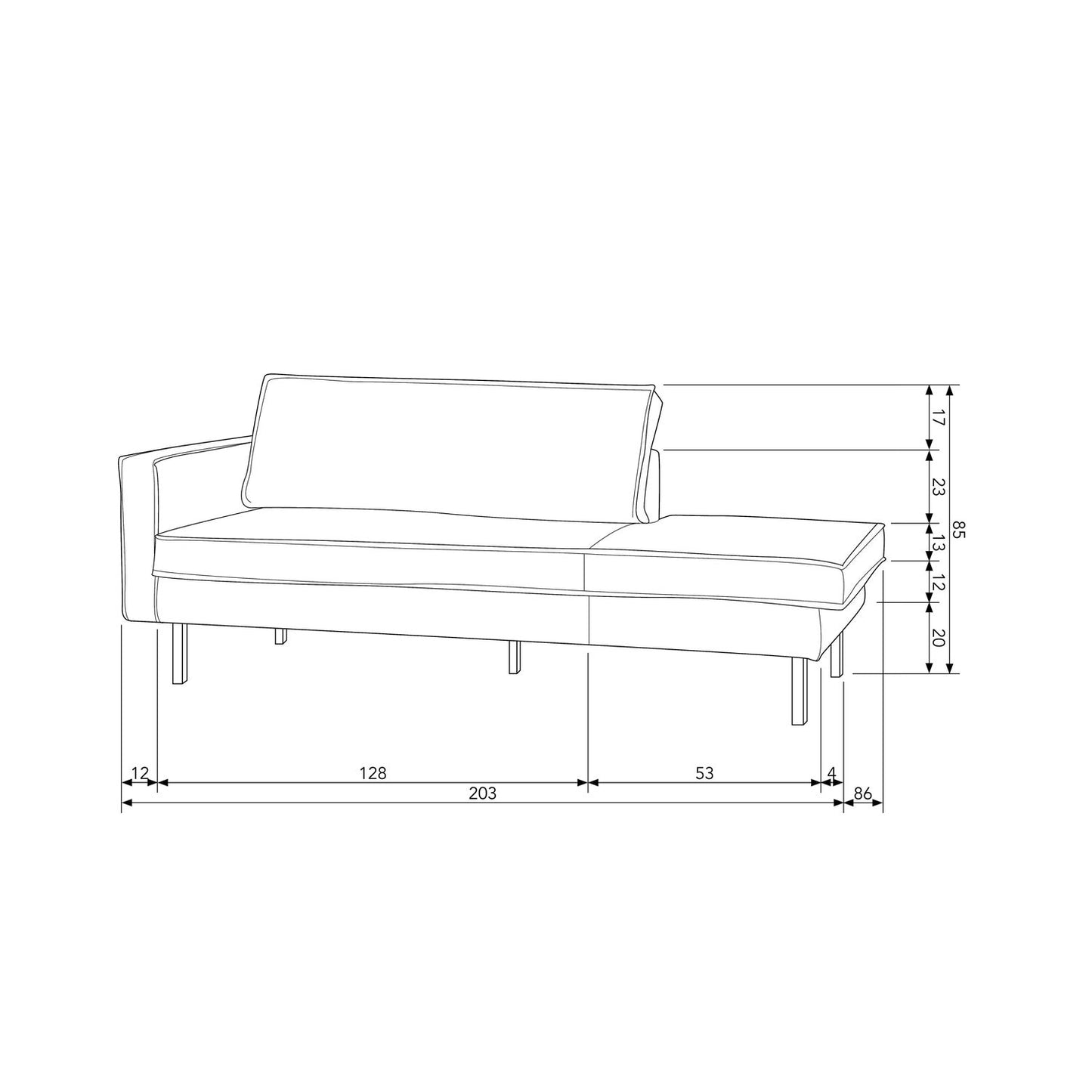 WOOOD Rodeo daybed links velvet Okergeel
