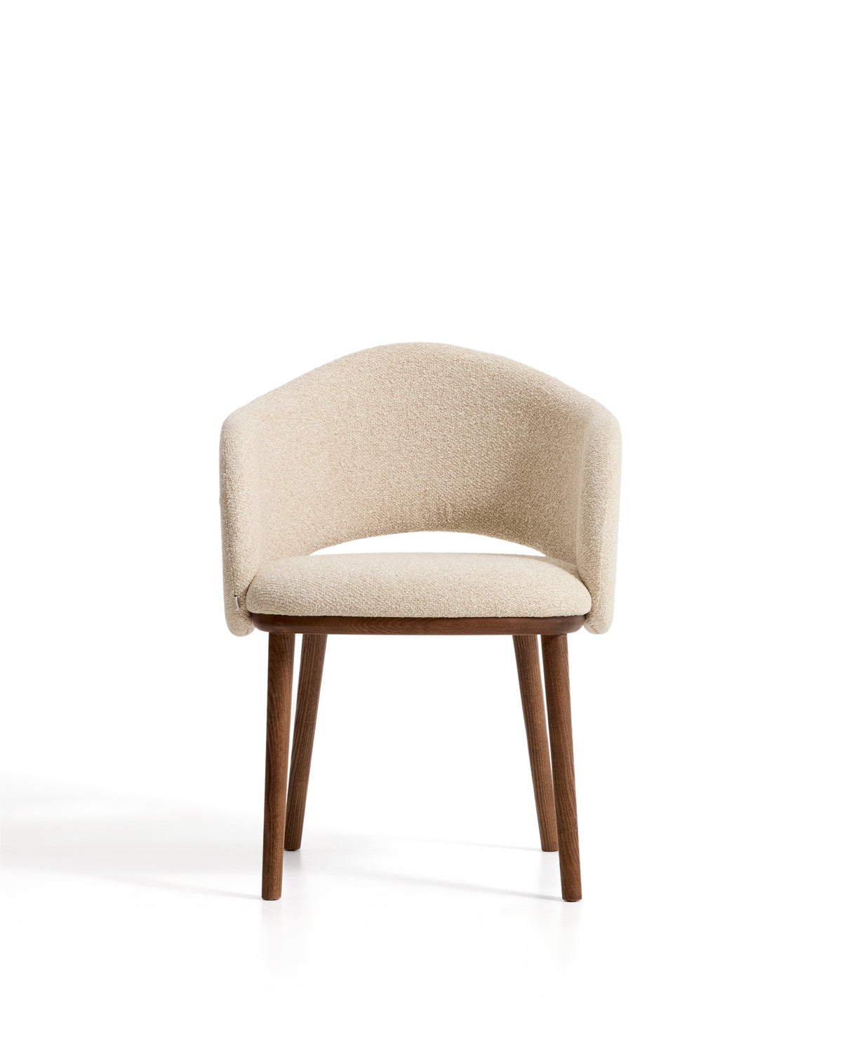 Kave Home Maina eetkamerstoel dik chenille Beige walnoot