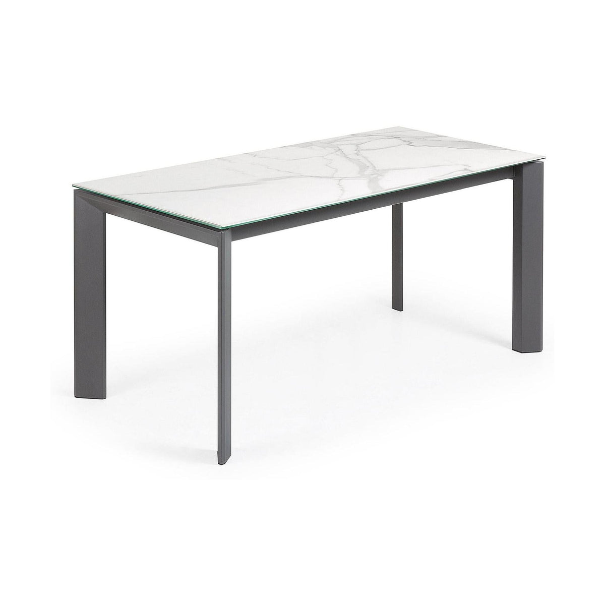 Kave Home Axis eettafel uitschuifbaar 160/220x90 cm Wit/Zwart
