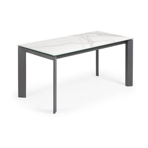 Kave Home Axis eettafel uitschuifbaar 160/220x90 cm Wit/Zwart