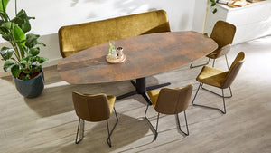 Bree's New World Thor eettafel Deens Ovaal 240x110 cm noten gelakt poot zwart