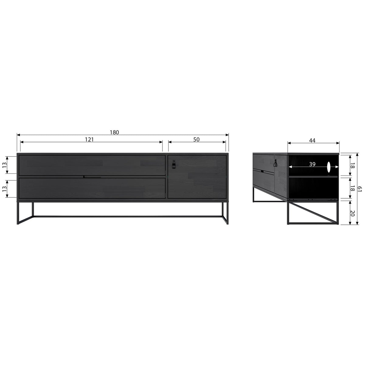WOOOD Silas tv-meubel 180 cm Blacknight