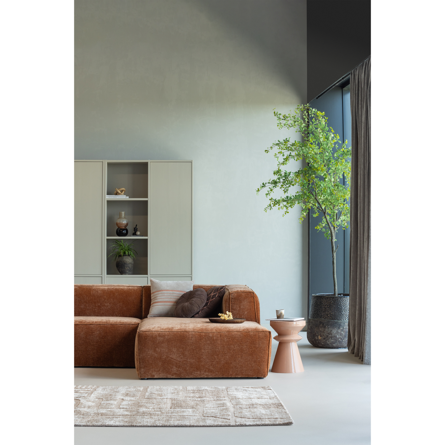WOOOD Bean hoekbank rechts Chenille Velvet Terra
