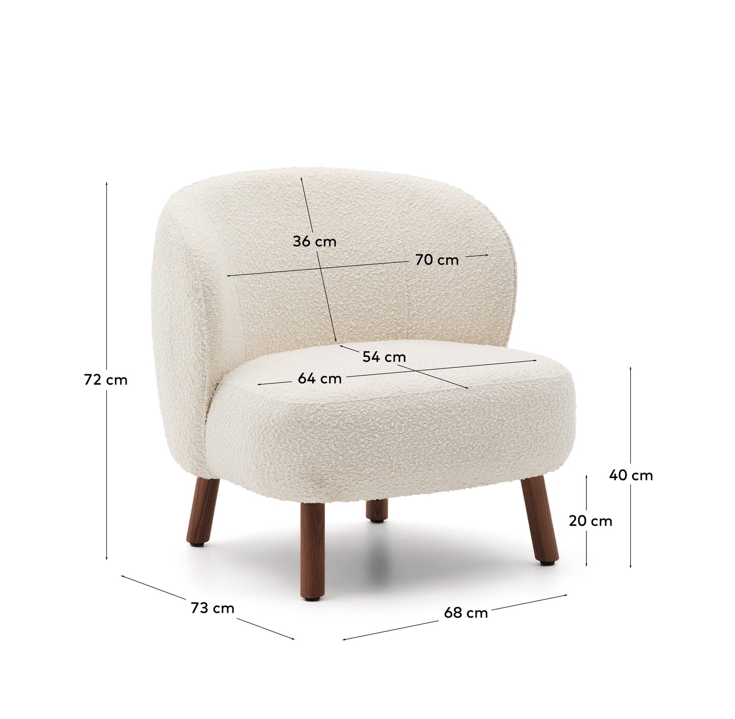 Kave Home Ulit fauteuil White walnoot
