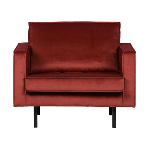 WOOOD Rodeo fauteuil velvet Kastanjebruin