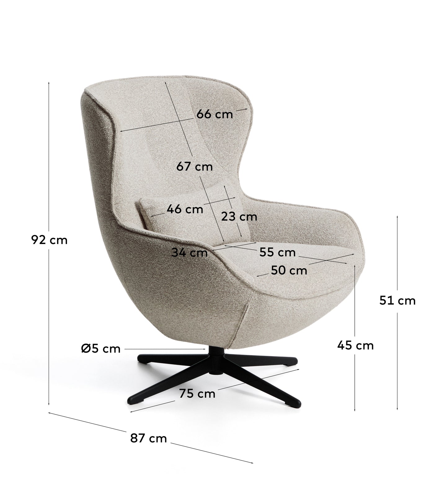 Kave Home Sorile fauteuil chenille Beige