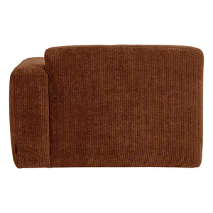 WOOOD Mojo Base chaise longue bank arm rechts rib Roestbruin