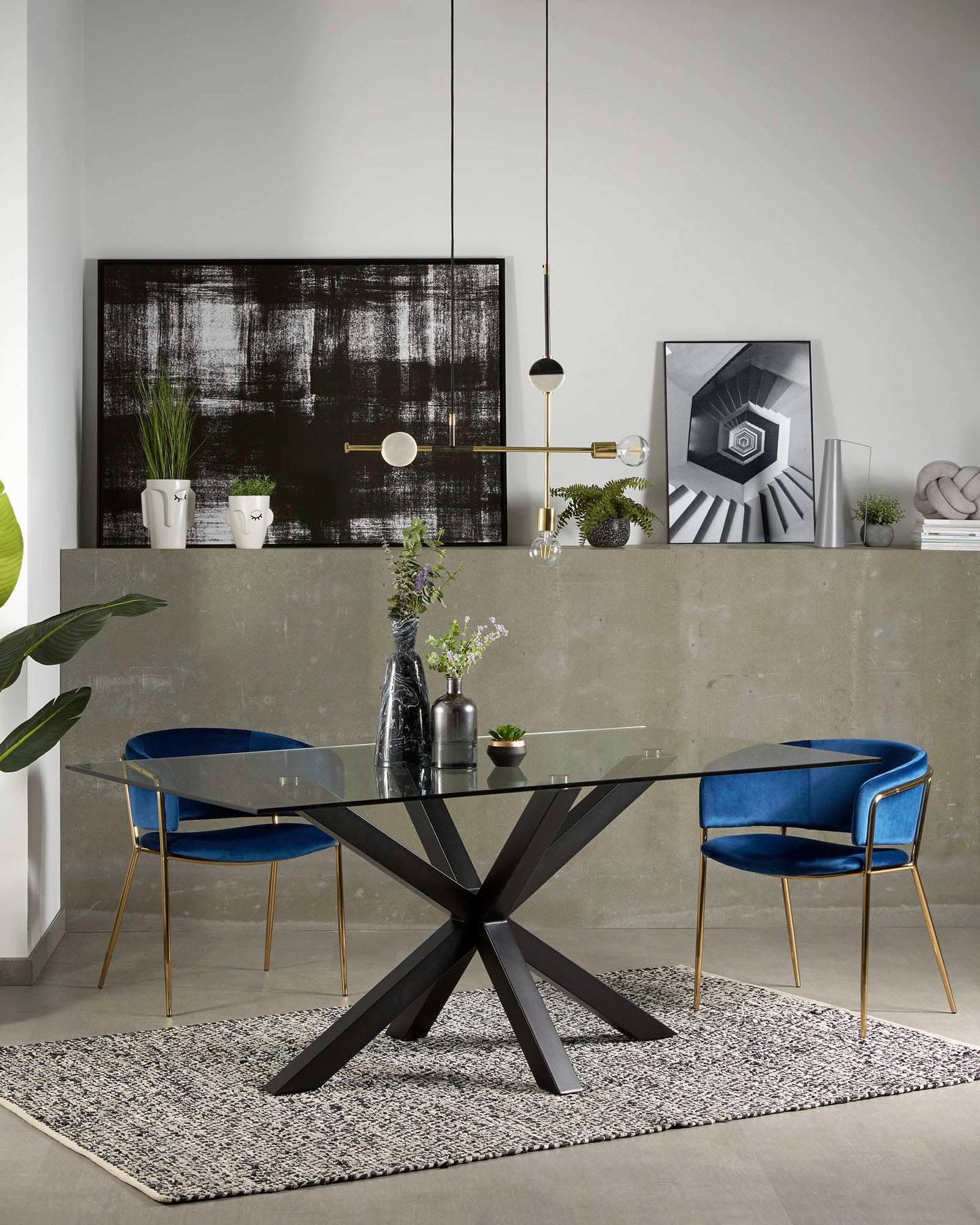 Kave Home Argo eettafel rechthoek 160x90 cm Clear/Black