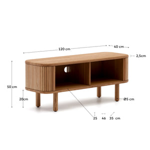 Kave Home Mailen tv-meubel met 2 deuren essen natuurlijke afwerking 120 x 50 cm