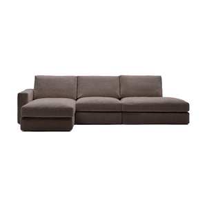 Kave Home Alea 5-zitsbank met chaise longue links Donkerbruin