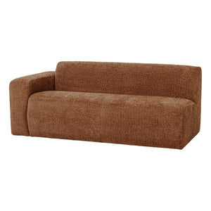 WOOOD Mojo Base 2-zits bank arm links wollig Roestbruin