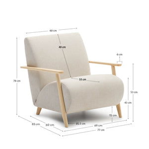 Kave Home Meghan fauteuil Pearl naturel