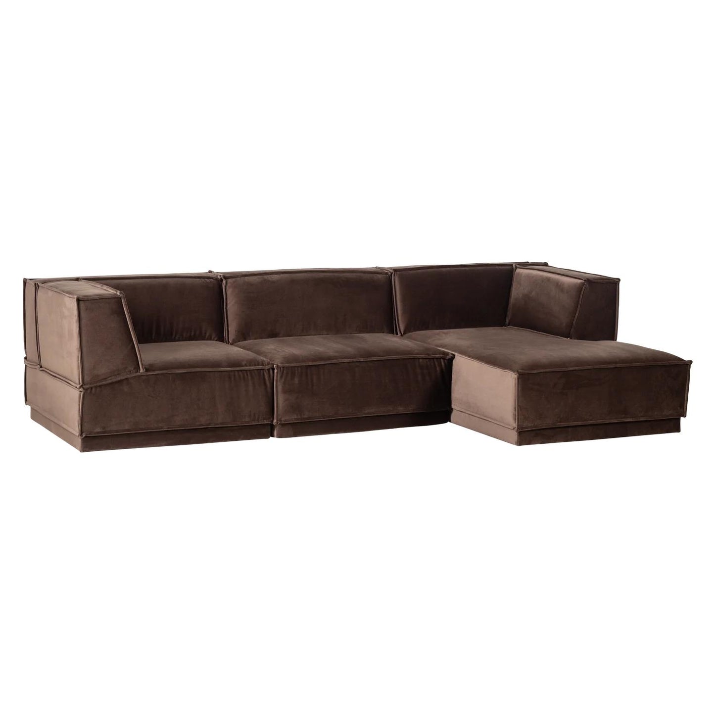 WOOOD Manu 3-zitsbank chaise longue rechts Bruin