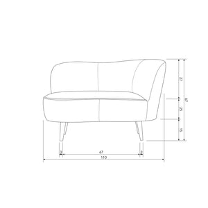 WOOOD Sara lounge fauteuil rechts velvet Warm Groen