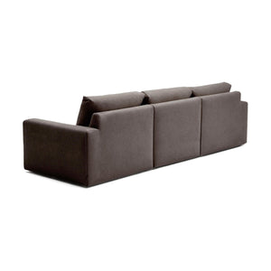 Kave Home Alea 4-zitsbank chaise longue links Donkerbruin