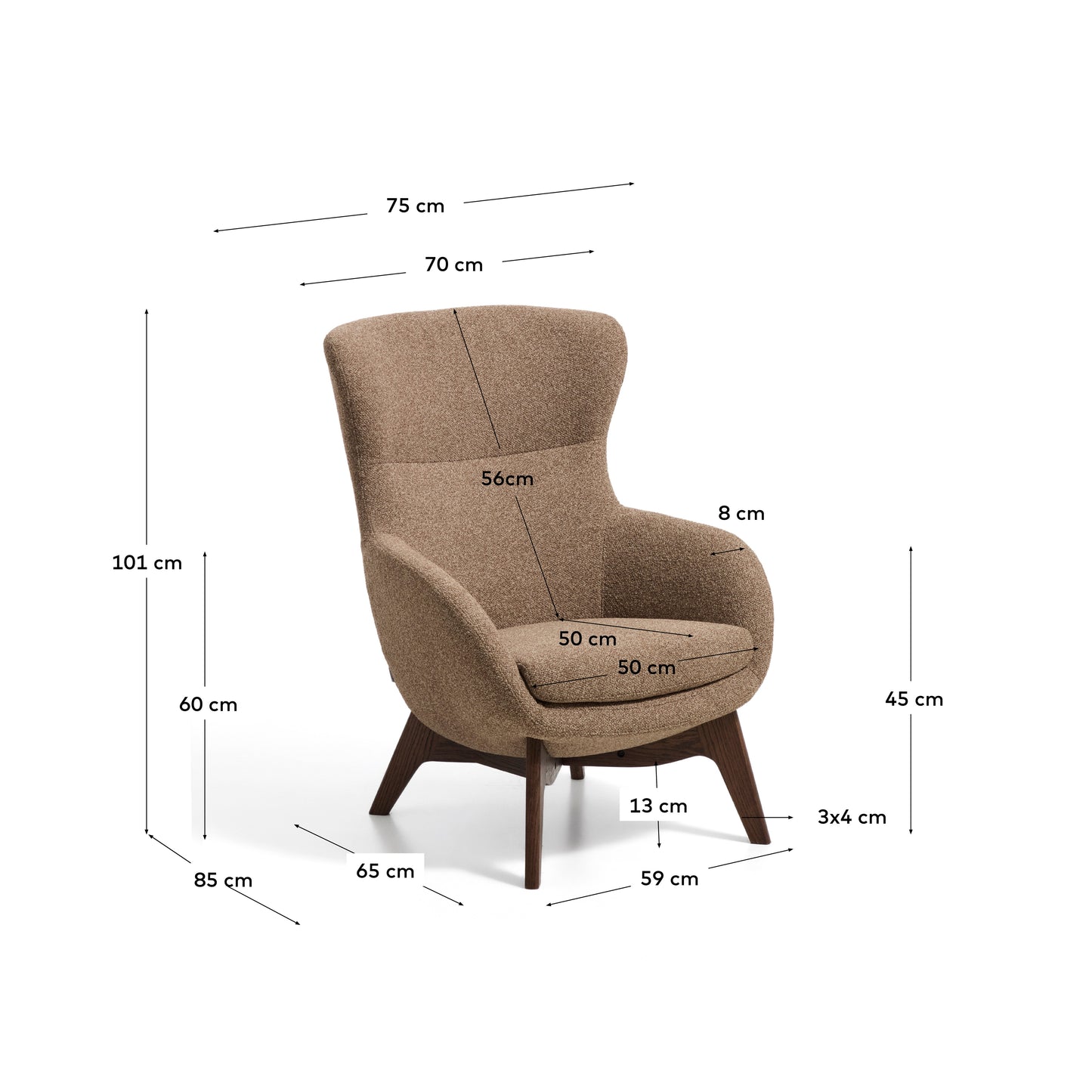 Kave Home Adiran fauteuil chenille Light brown