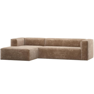 WOOOD Bean hoekbank links Chenille Velvet Taupe